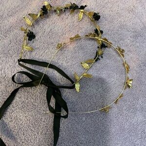 Claire's Gold and Black Leaf Headband Set